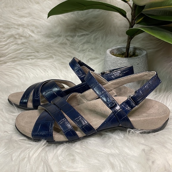 Vionic Croco-Embossed Adjustable Sandals -Mirabi (Navy) - Picture 4 of 11